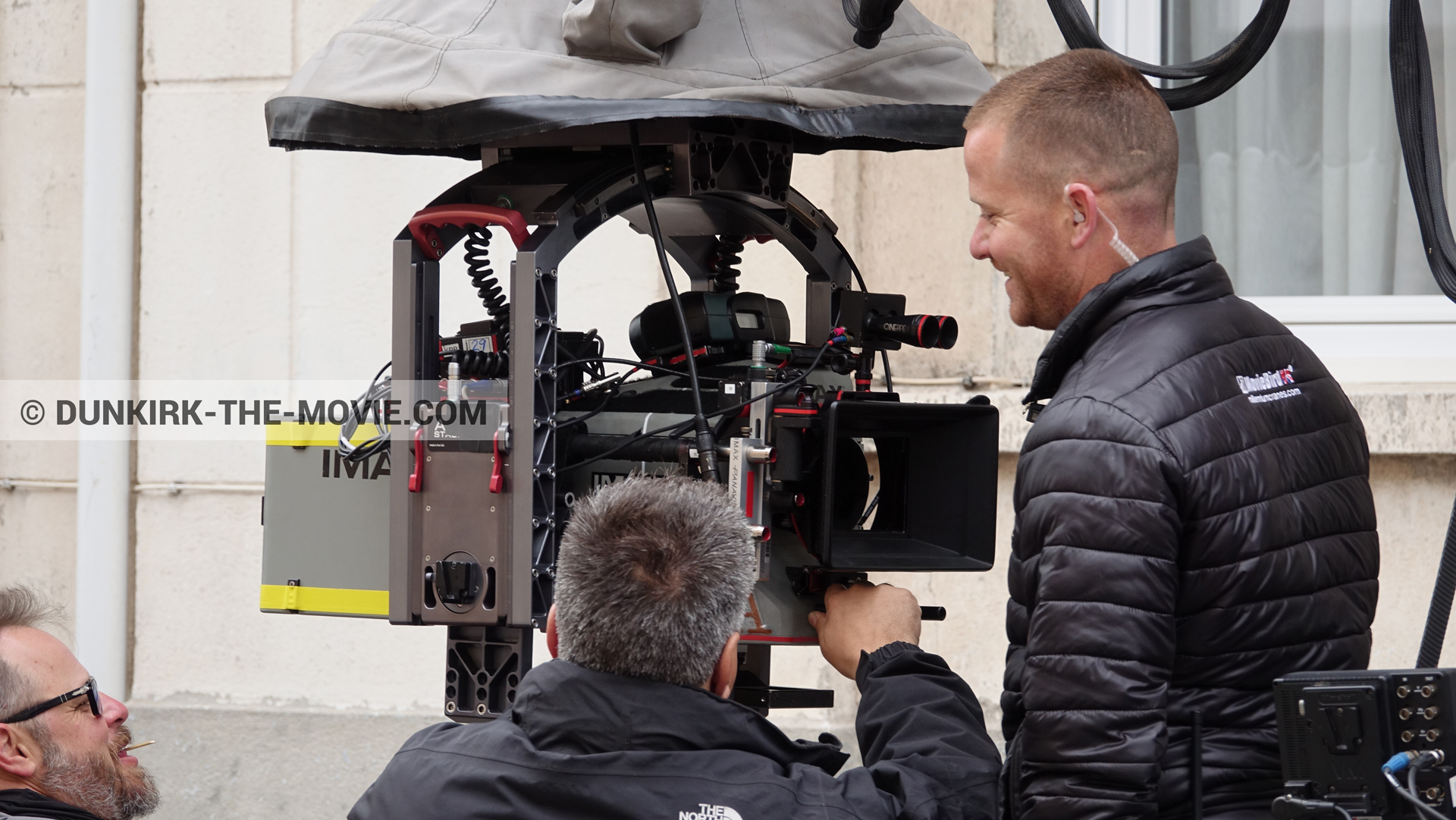 Fotos con cámara IMAX, equipo técnica,  durante el rodaje de la película Dunkerque de Nolan