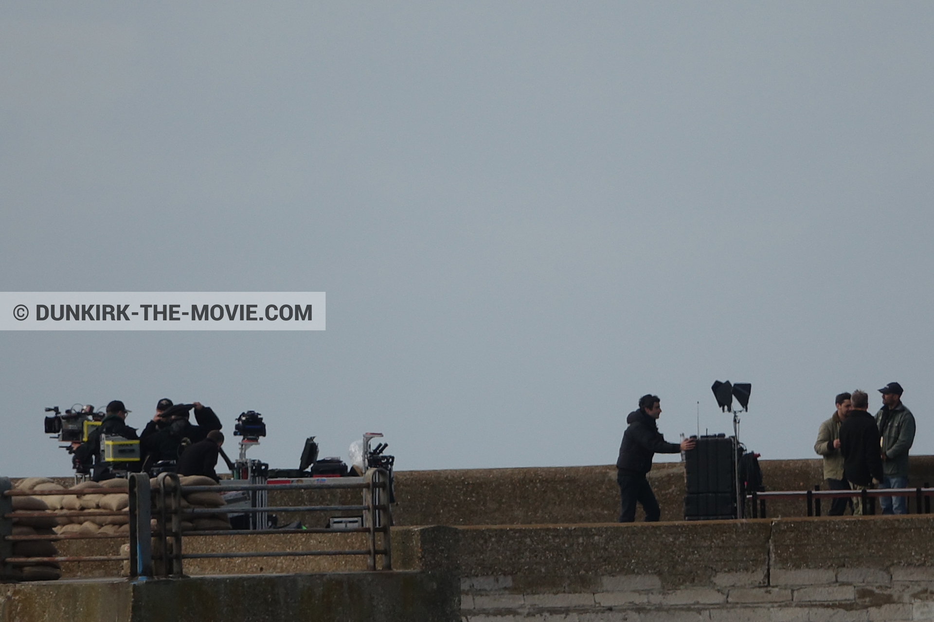 Fotos con cámara IMAX, muelle del ESTE, equipo técnica,  durante el rodaje de la película Dunkerque de Nolan
