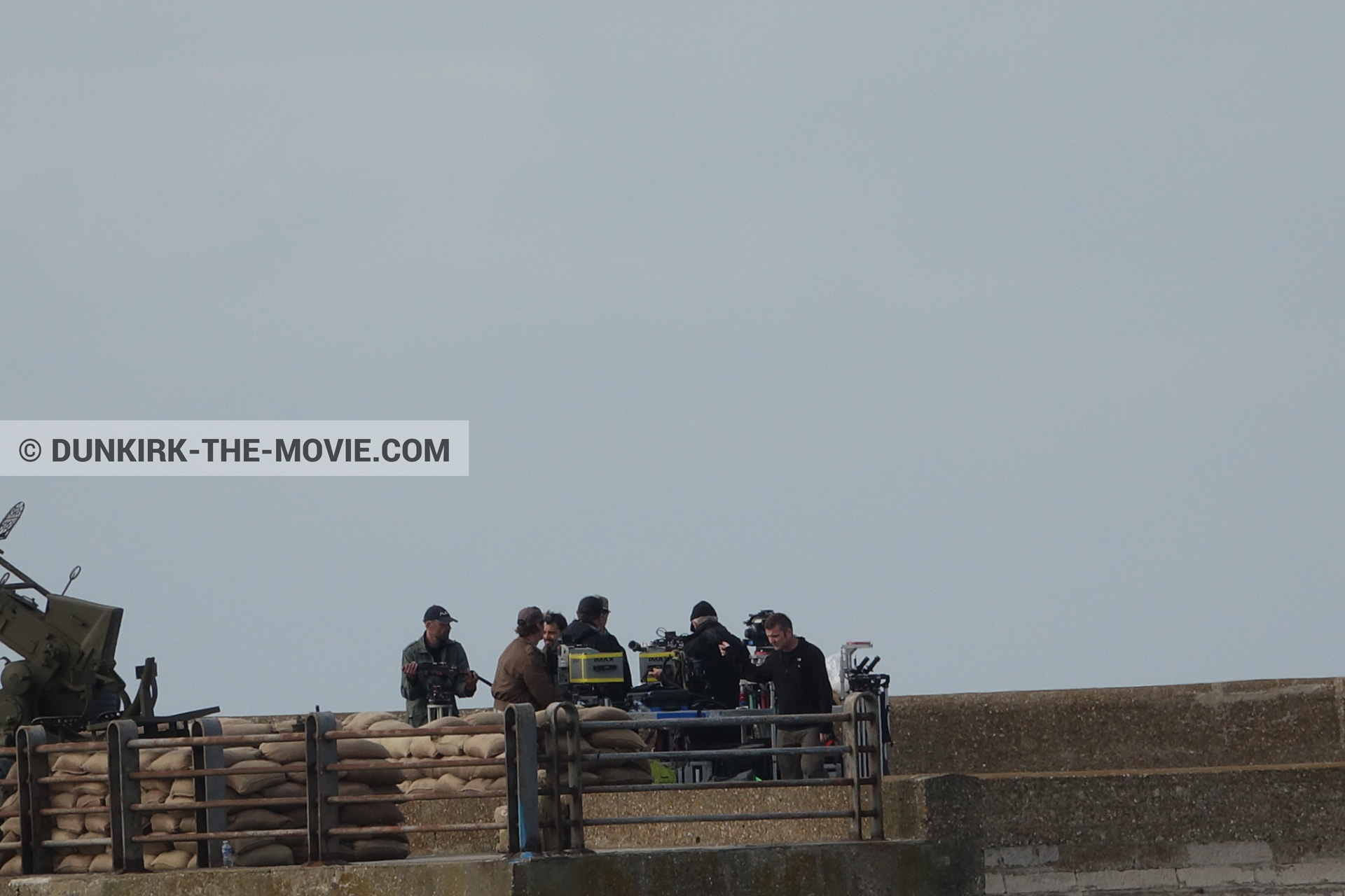 Picture with IMAX camera, EST pier, technical team,  from behind the scene of the Dunkirk movie by Nolan