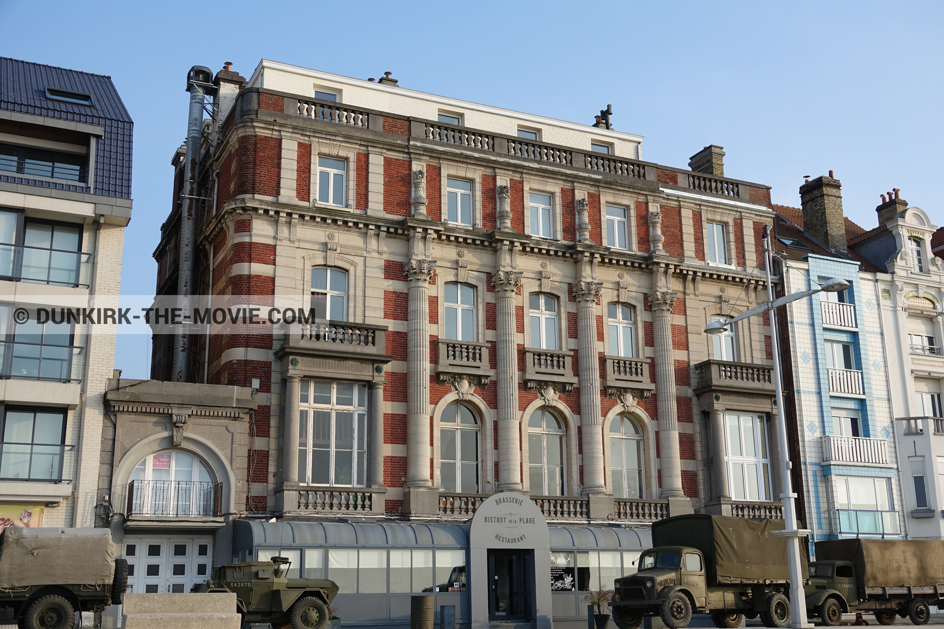 Fotos con decoración, Malo les Bains,  durante el rodaje de la película Dunkerque de Nolan
