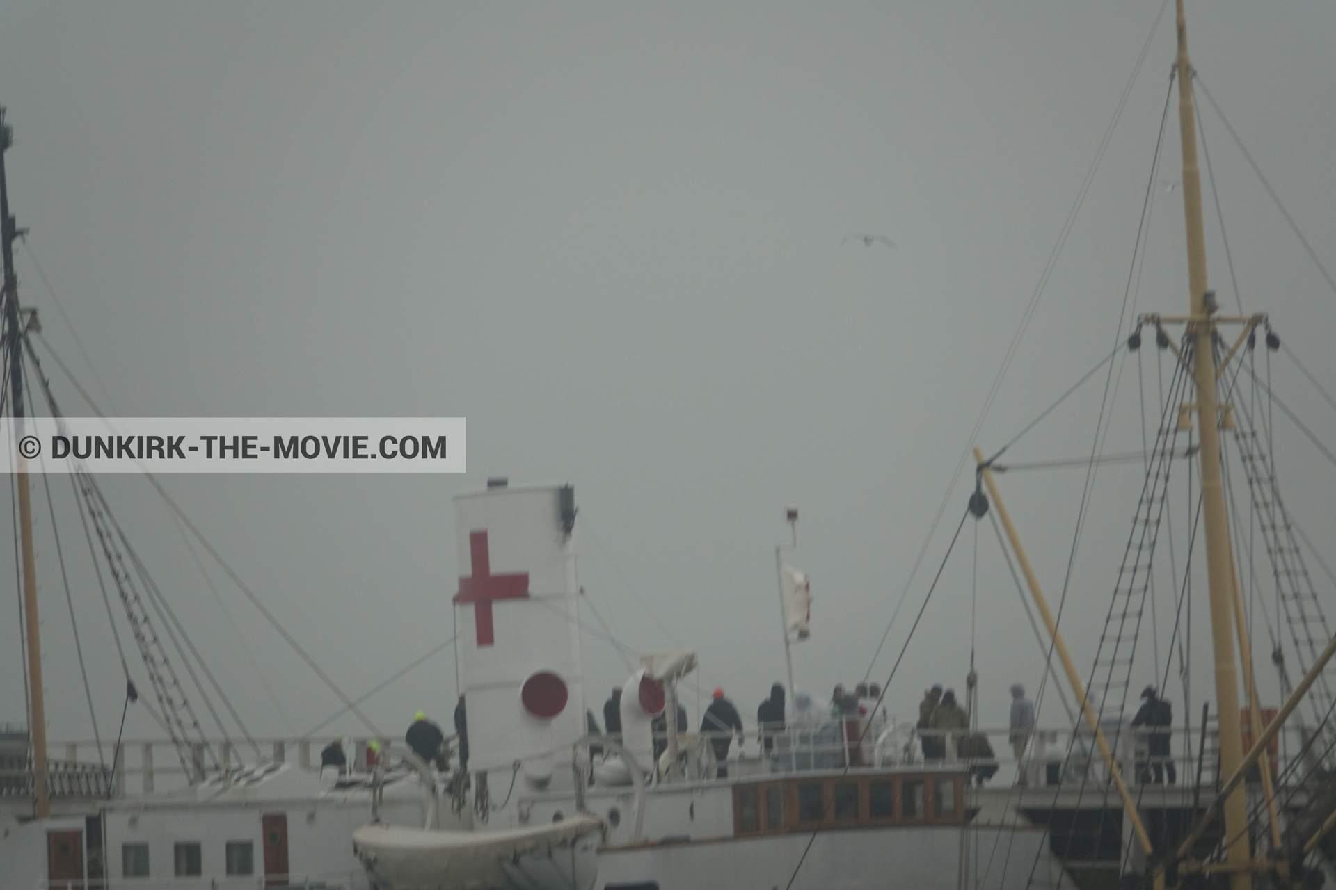 Photo avec ciel gris, jetÃ©e EST, Ã©quipe technique, M/S Rogaland,  des dessous du Film Dunkerque de Nolan