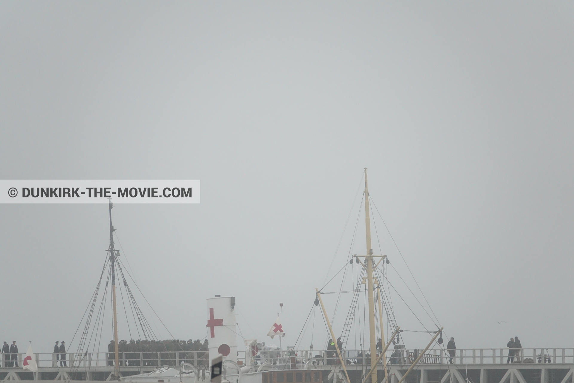 Fotos con cielo gris, muelle del ESTE, M/S Rogaland,  durante el rodaje de la película Dunkerque de Nolan