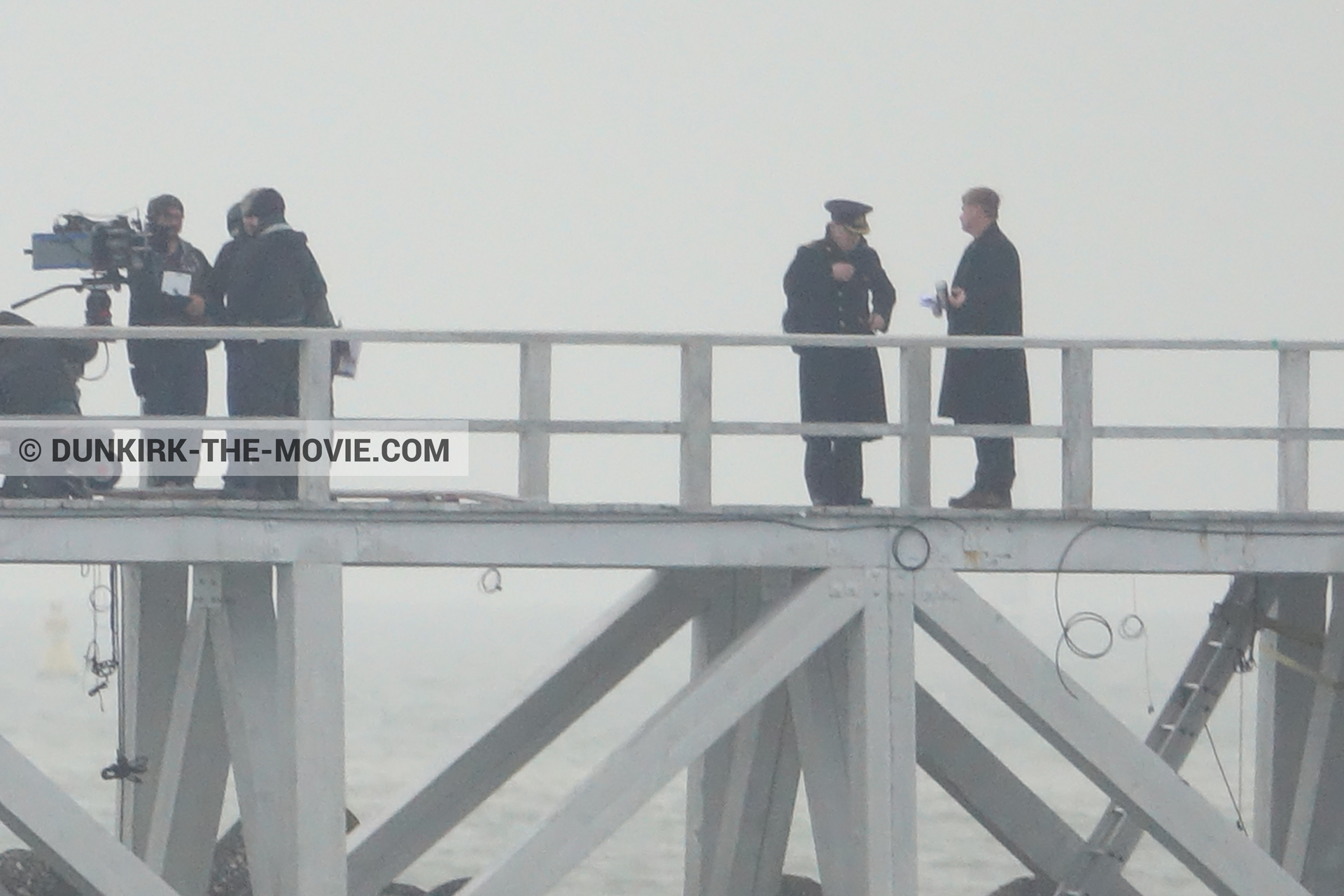 Picture with IMAX camera, EST pier, Kenneth Branagh, Christopher Nolan, technical team, Nilo Otero,  from behind the scene of the Dunkirk movie by Nolan