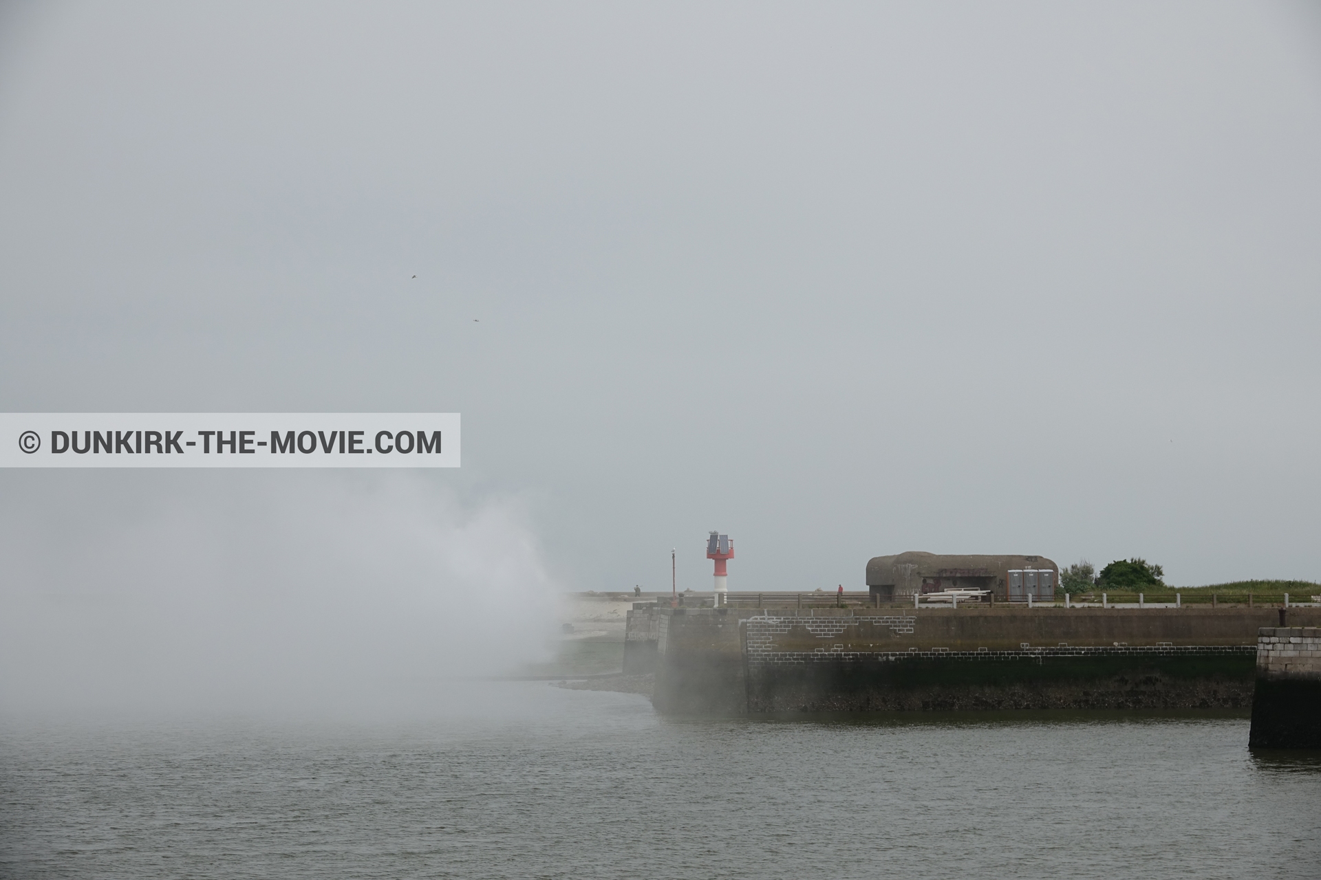 Picture with white smoke, EST pier,  from behind the scene of the Dunkirk movie by Nolan