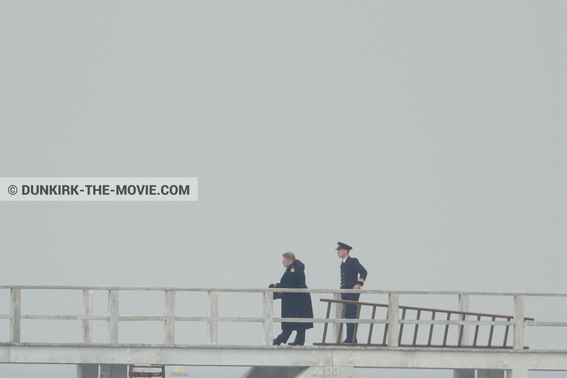 Picture with actor, grey sky, EST pier, Kenneth Branagh,  from behind the scene of the Dunkirk movie by Nolan