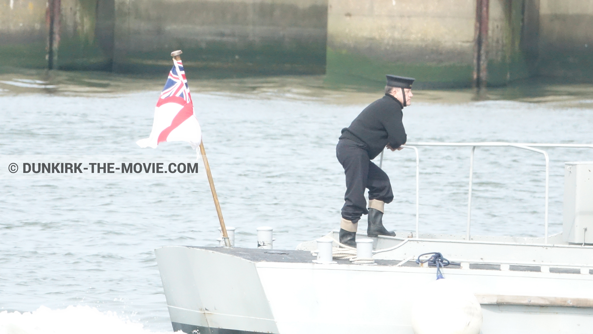 Photo avec bateau, figurants,  des dessous du Film Dunkerque de Nolan