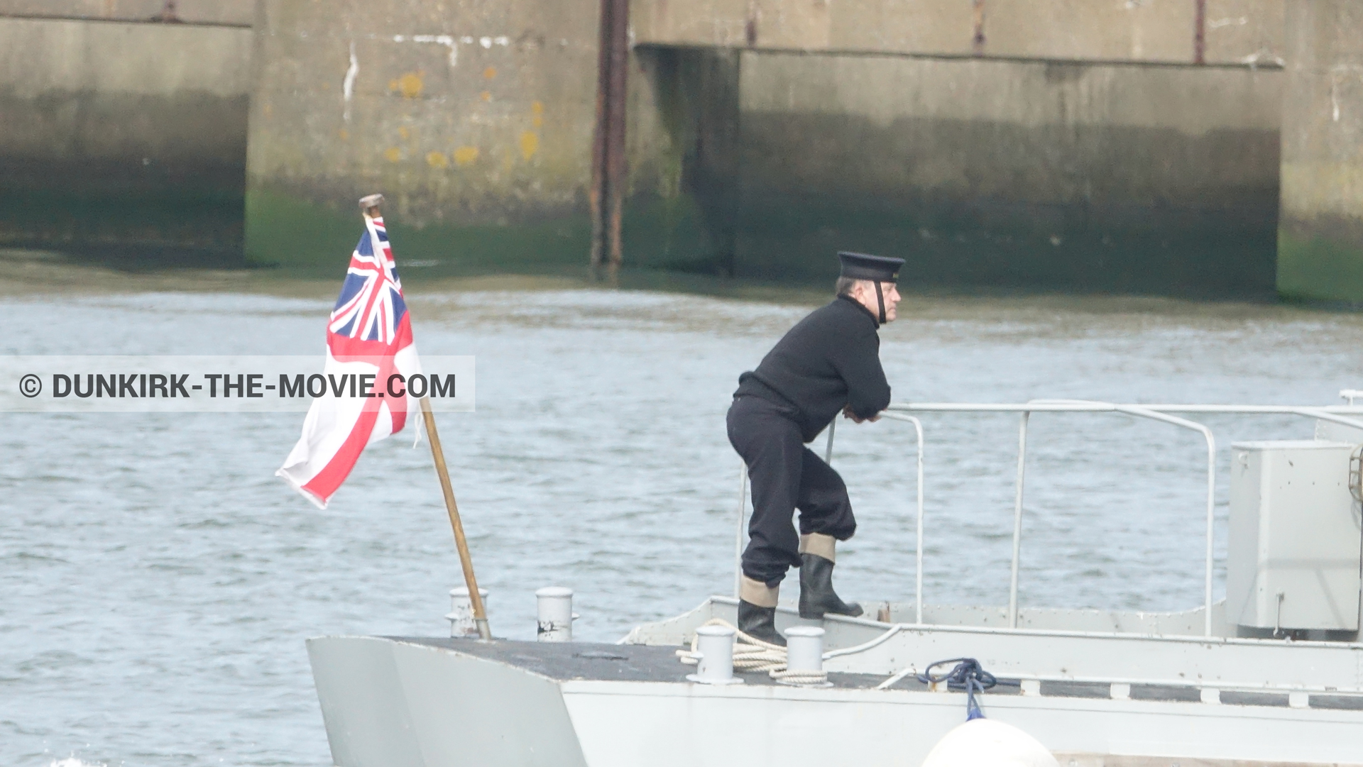 Photo avec bateau, figurants,  des dessous du Film Dunkerque de Nolan