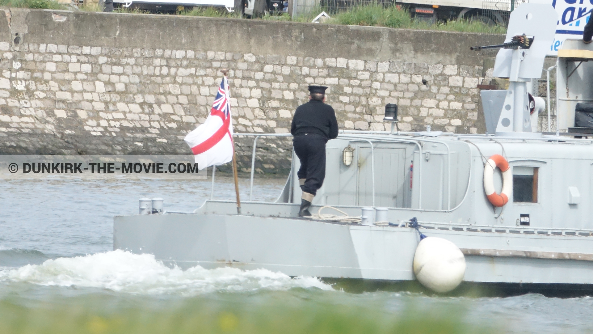 Photo avec bateau, figurants,  des dessous du Film Dunkerque de Nolan