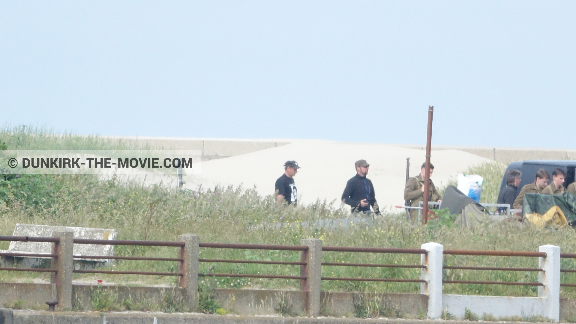 Fotos con actor, equipo técnica,  durante el rodaje de la película Dunkerque de Nolan