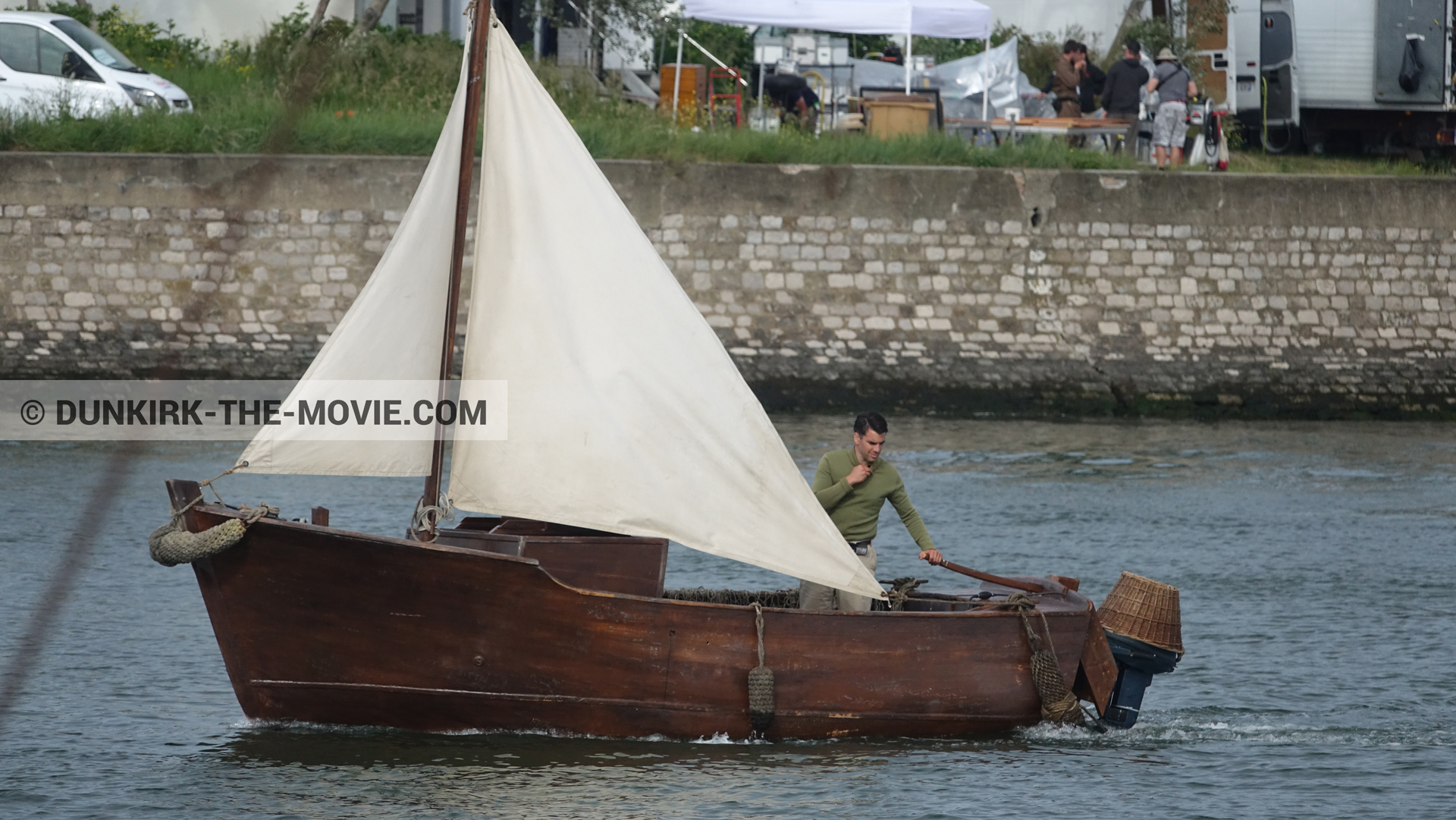 Picture with boat,  from behind the scene of the Dunkirk movie by Nolan