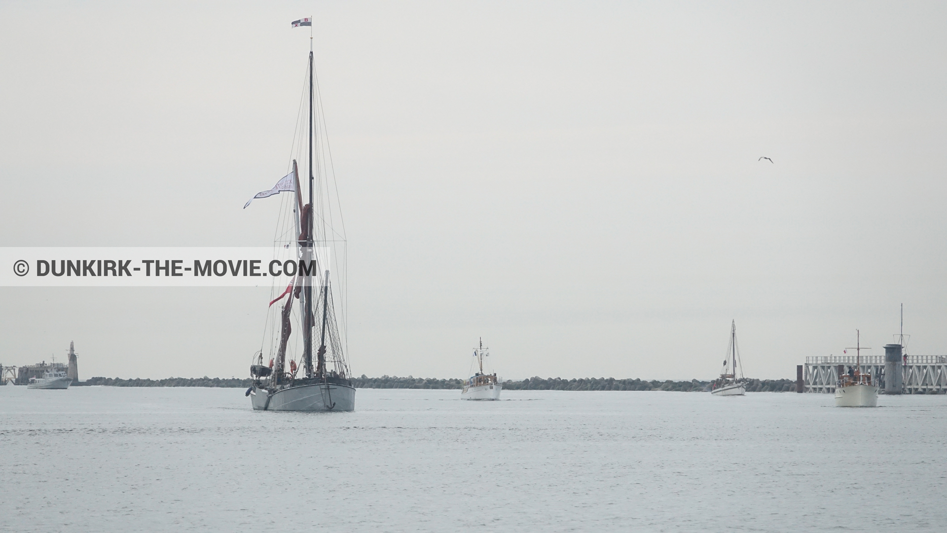 Fotos con barco, Xylonite,  durante el rodaje de la película Dunkerque de Nolan