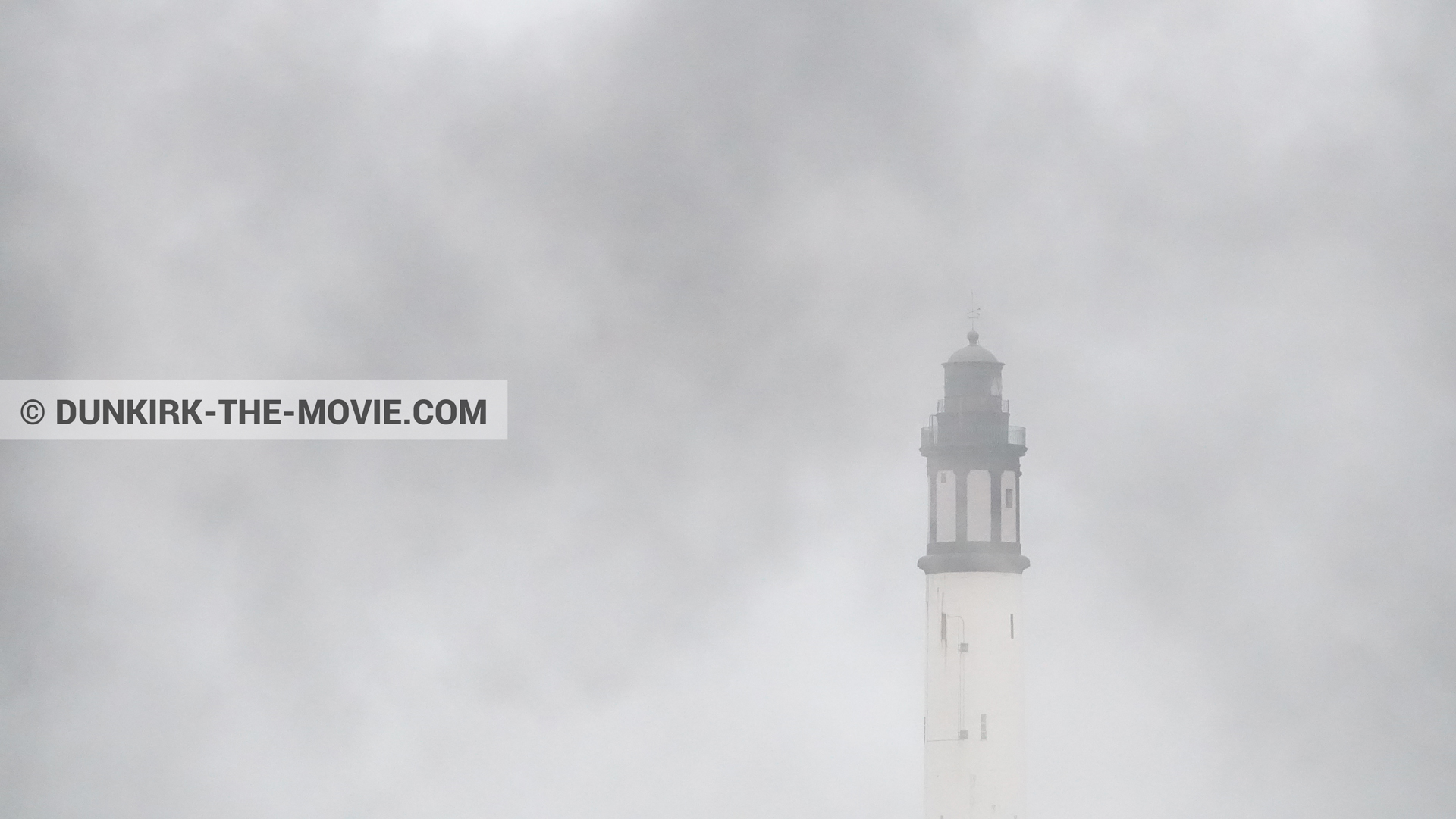 Picture with black smoke, Dunkirk lighthouse,  from behind the scene of the Dunkirk movie by Nolan