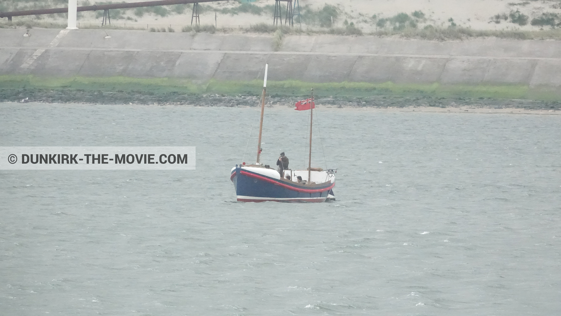 Fotos con barco, del bote salvavidas Henry Finlay,  durante el rodaje de la película Dunkerque de Nolan