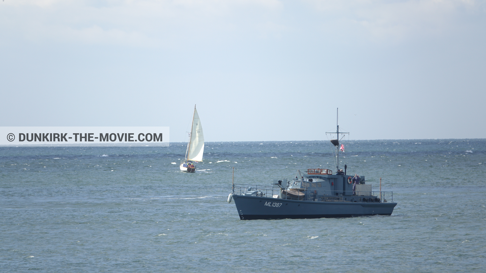 Fotos con barco,  durante el rodaje de la película Dunkerque de Nolan