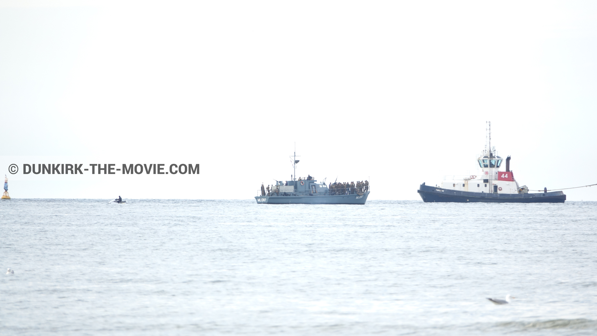 Fotos con HMS Medusa - ML1387,  durante el rodaje de la película Dunkerque de Nolan