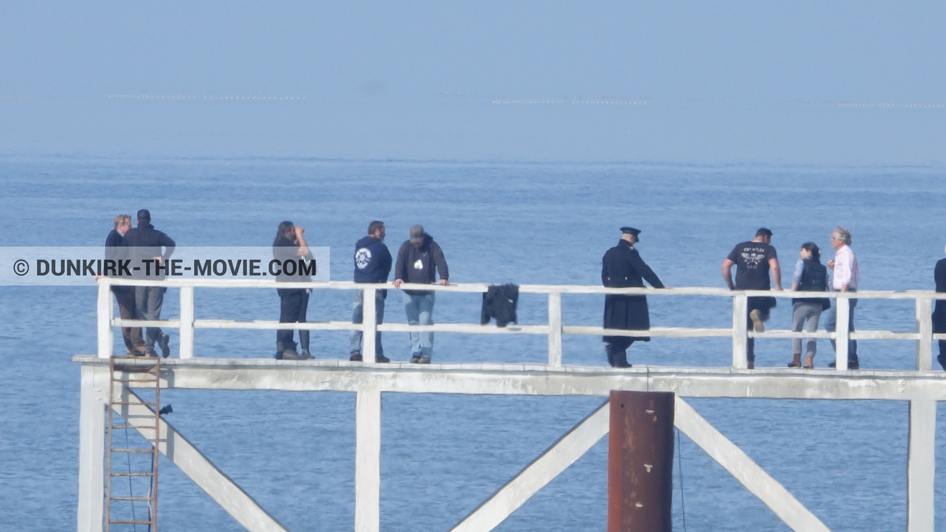 Fotos con Hoyte van Hoytema, muelle del ESTE, Kenneth Branagh, Christopher Nolan, equipo técnica, Nilo Otero,  durante el rodaje de la película Dunkerque de Nolan