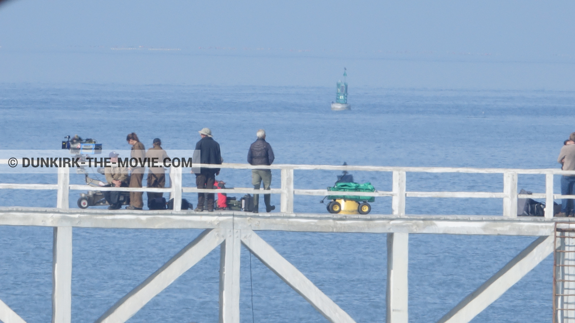 Fotos con cámara IMAX, muelle del ESTE, equipo técnica,  durante el rodaje de la película Dunkerque de Nolan