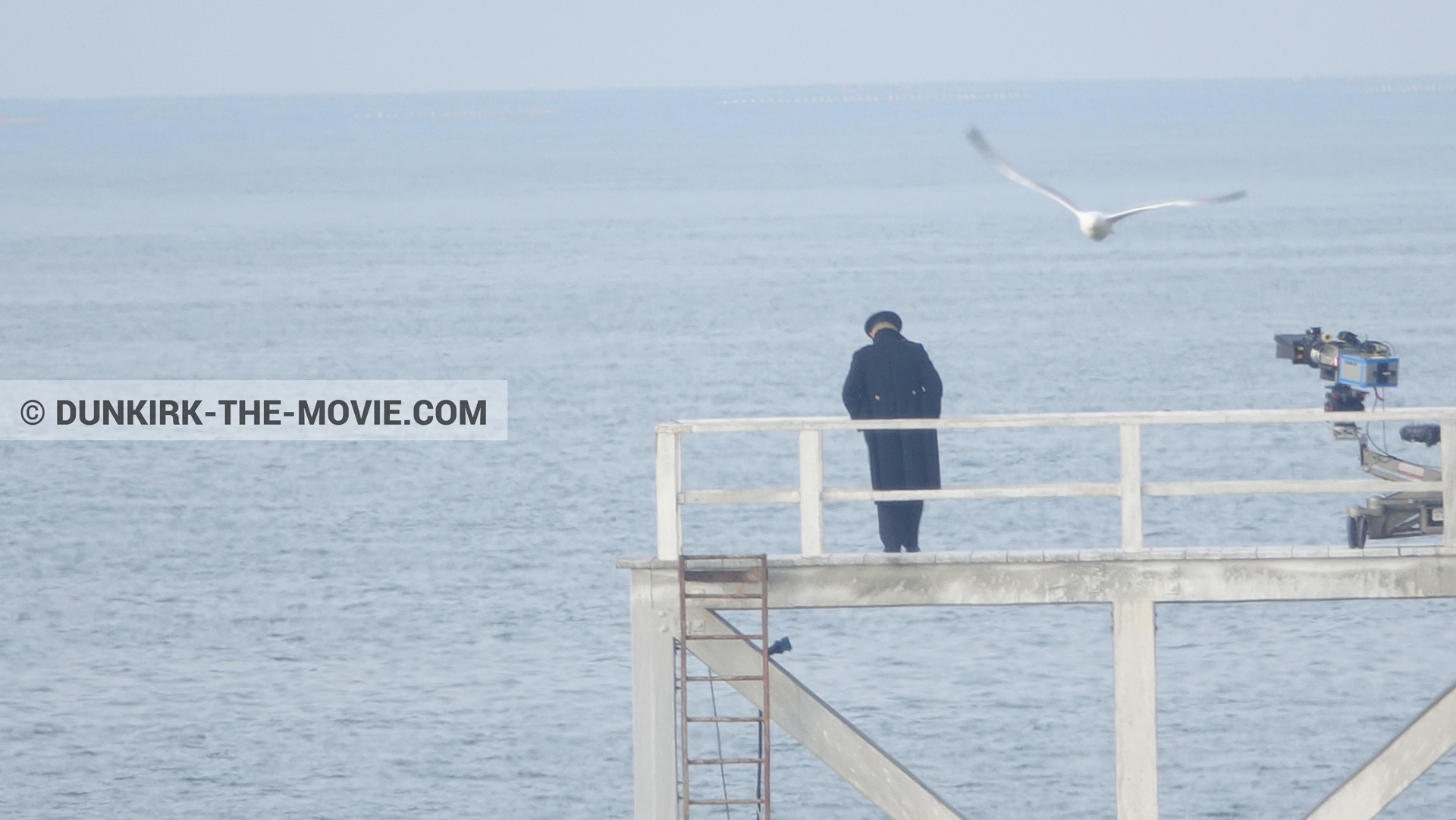 Fotos con actor, cámara IMAX, muelle del ESTE,  durante el rodaje de la película Dunkerque de Nolan