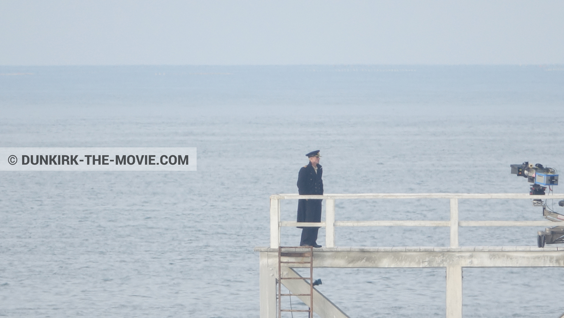 Fotos con actor, cámara IMAX, muelle del ESTE,  durante el rodaje de la película Dunkerque de Nolan