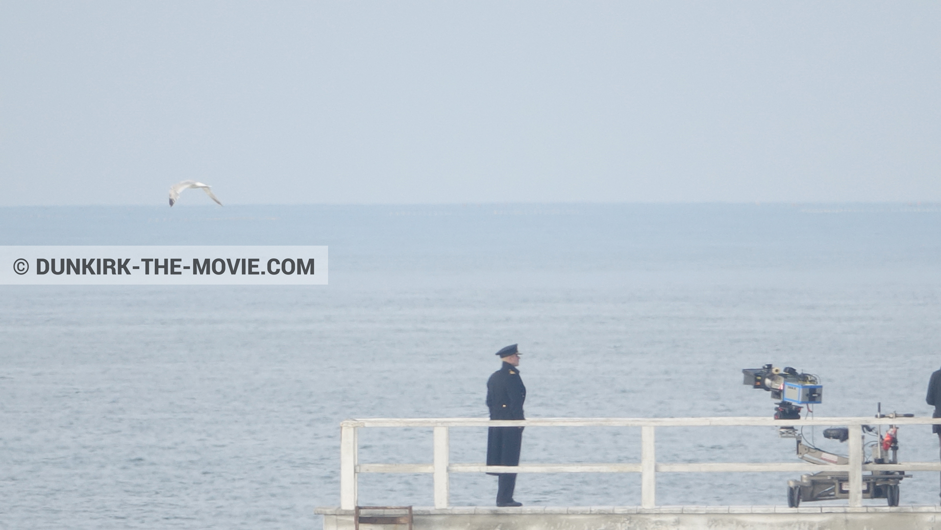 Fotos con actor, cámara IMAX, muelle del ESTE,  durante el rodaje de la película Dunkerque de Nolan