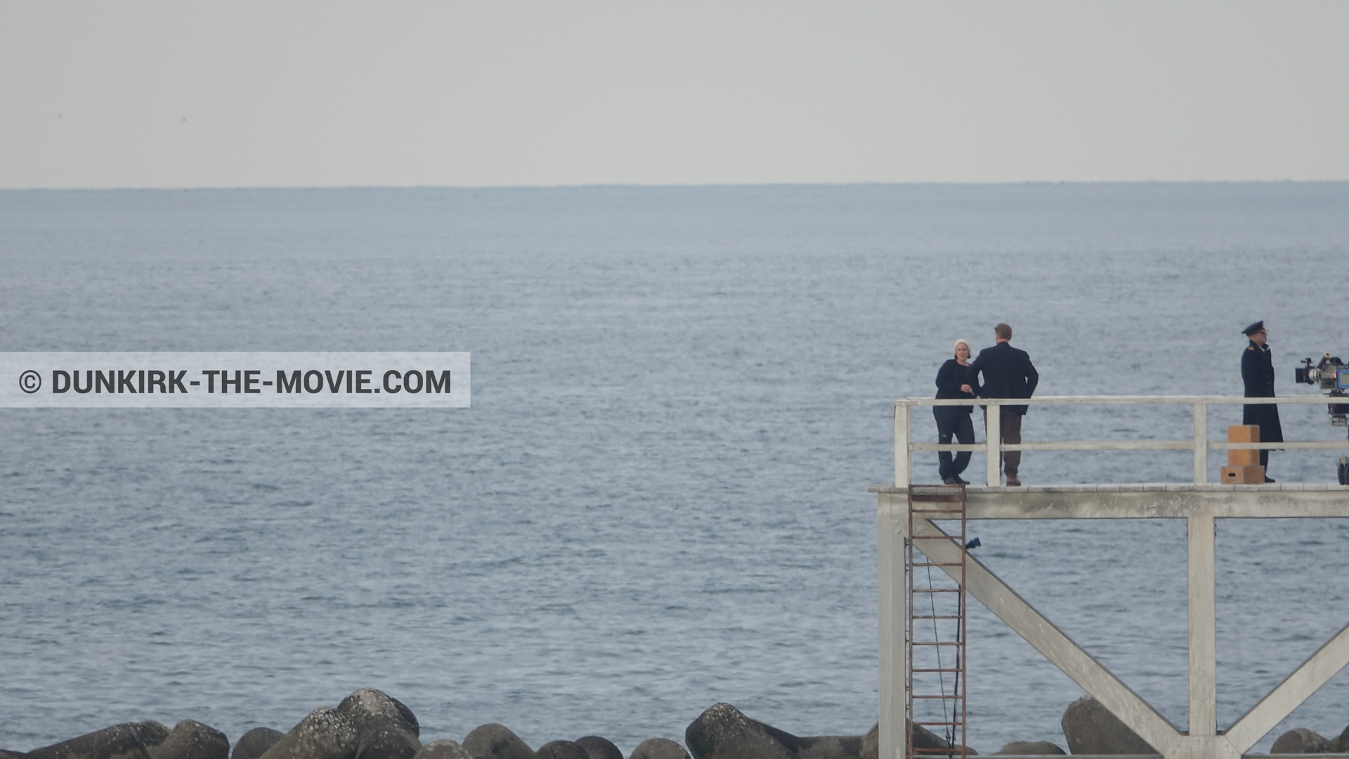 Picture with actor, IMAX camera, EST pier, Christopher Nolan, Emma Thomas,  from behind the scene of the Dunkirk movie by Nolan
