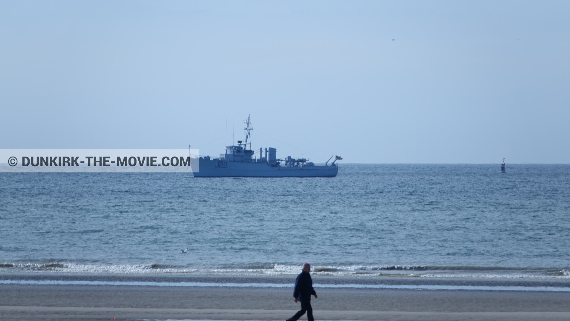 Picture with boat, beach,  from behind the scene of the Dunkirk movie by Nolan