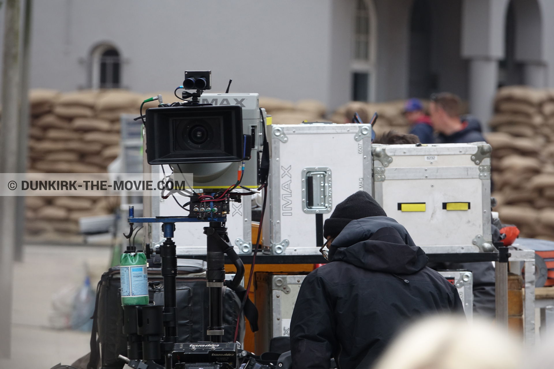 Picture with IMAX camera, Belle Rade street, technical team,  from behind the scene of the Dunkirk movie by Nolan