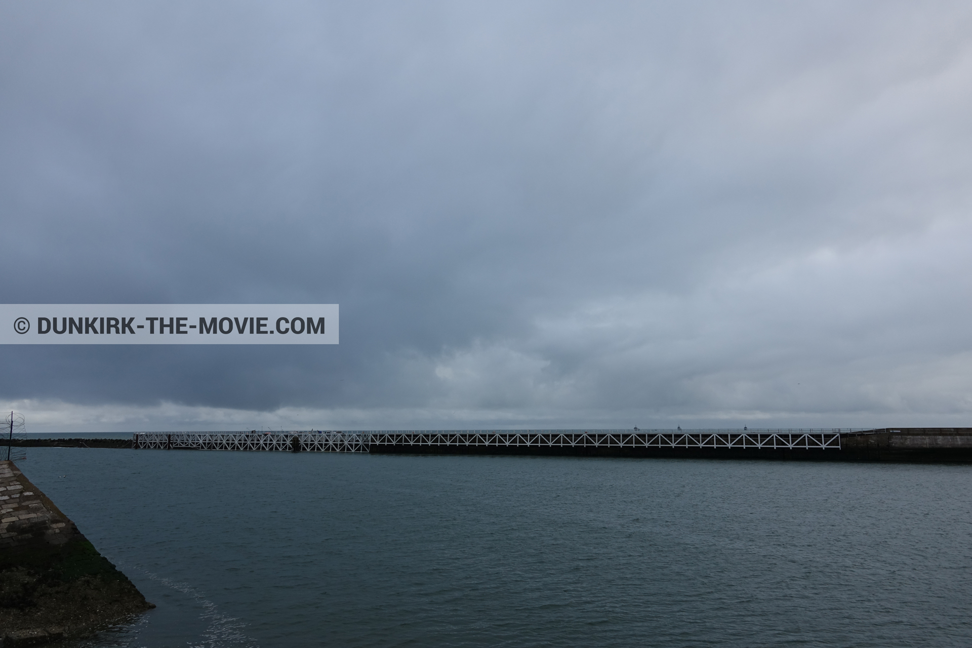 Picture with grey sky, EST pier,  from behind the scene of the Dunkirk movie by Nolan