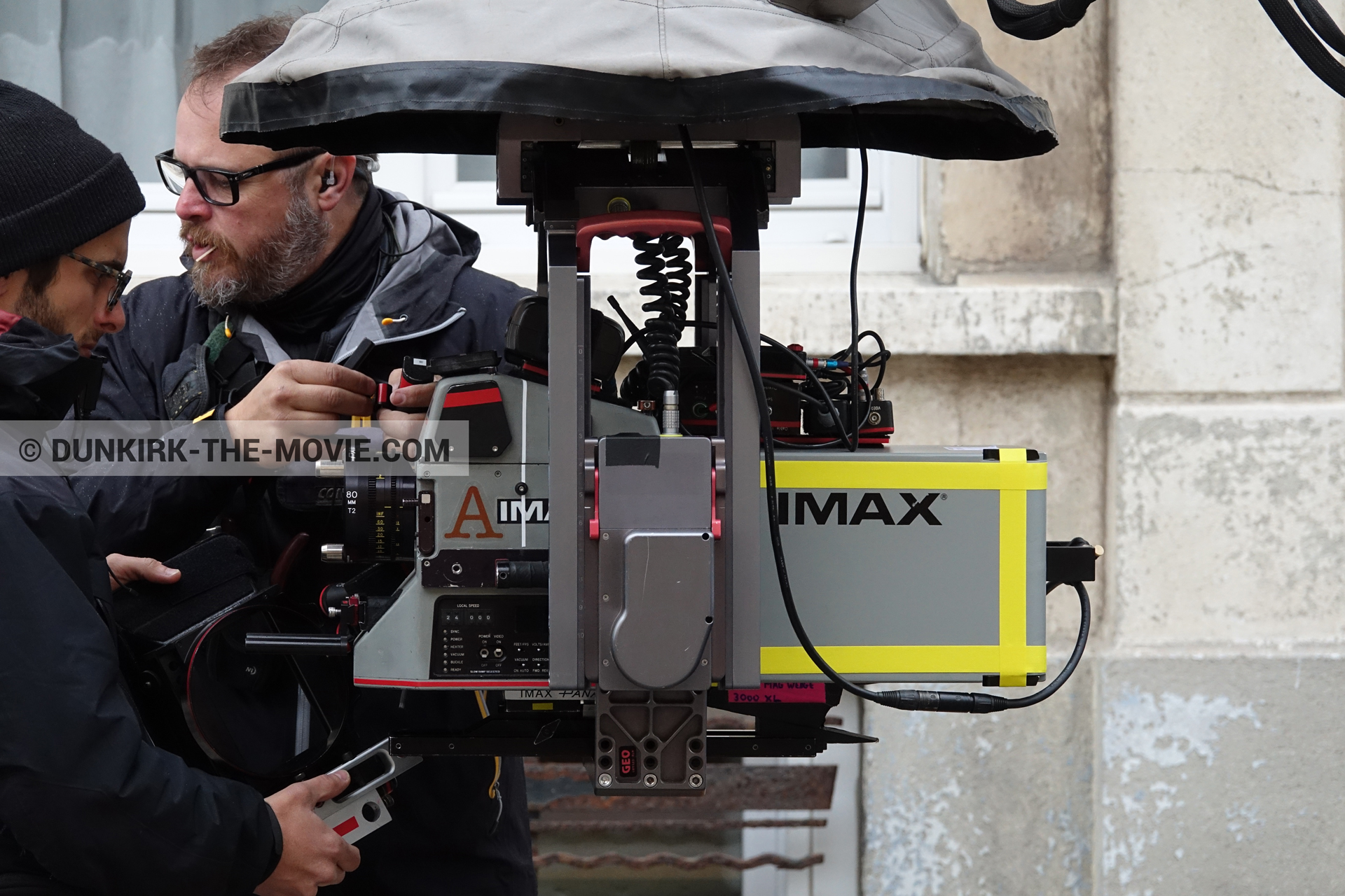 Fotos con cámara IMAX, equipo técnica,  durante el rodaje de la película Dunkerque de Nolan