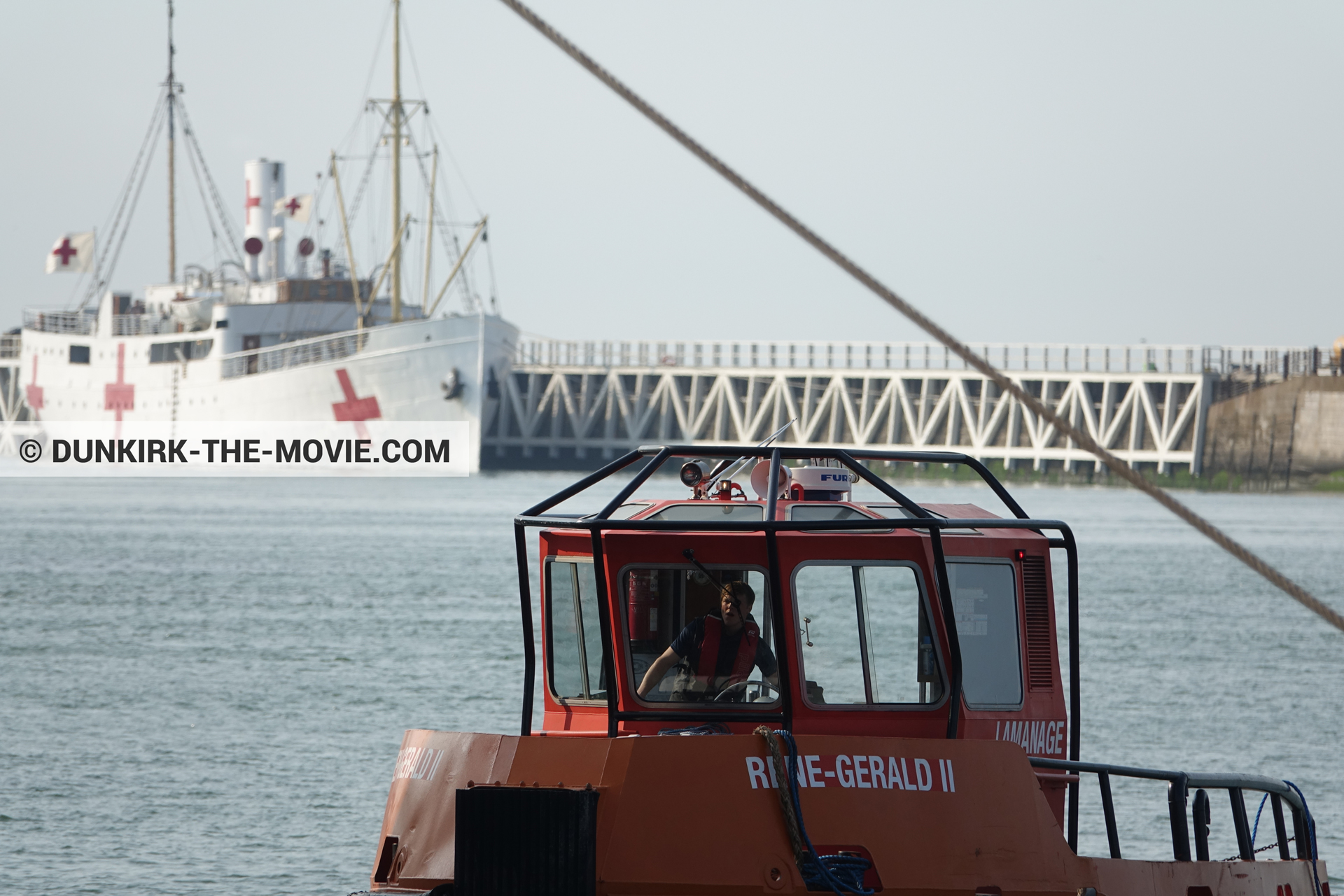 Fotos con barco, muelle del ESTE, equipo técnica, M/S Rogaland,  durante el rodaje de la película Dunkerque de Nolan