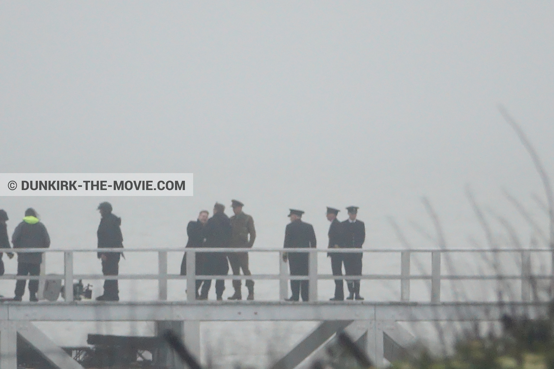 Picture with grey sky,  from behind the scene of the Dunkirk movie by Nolan