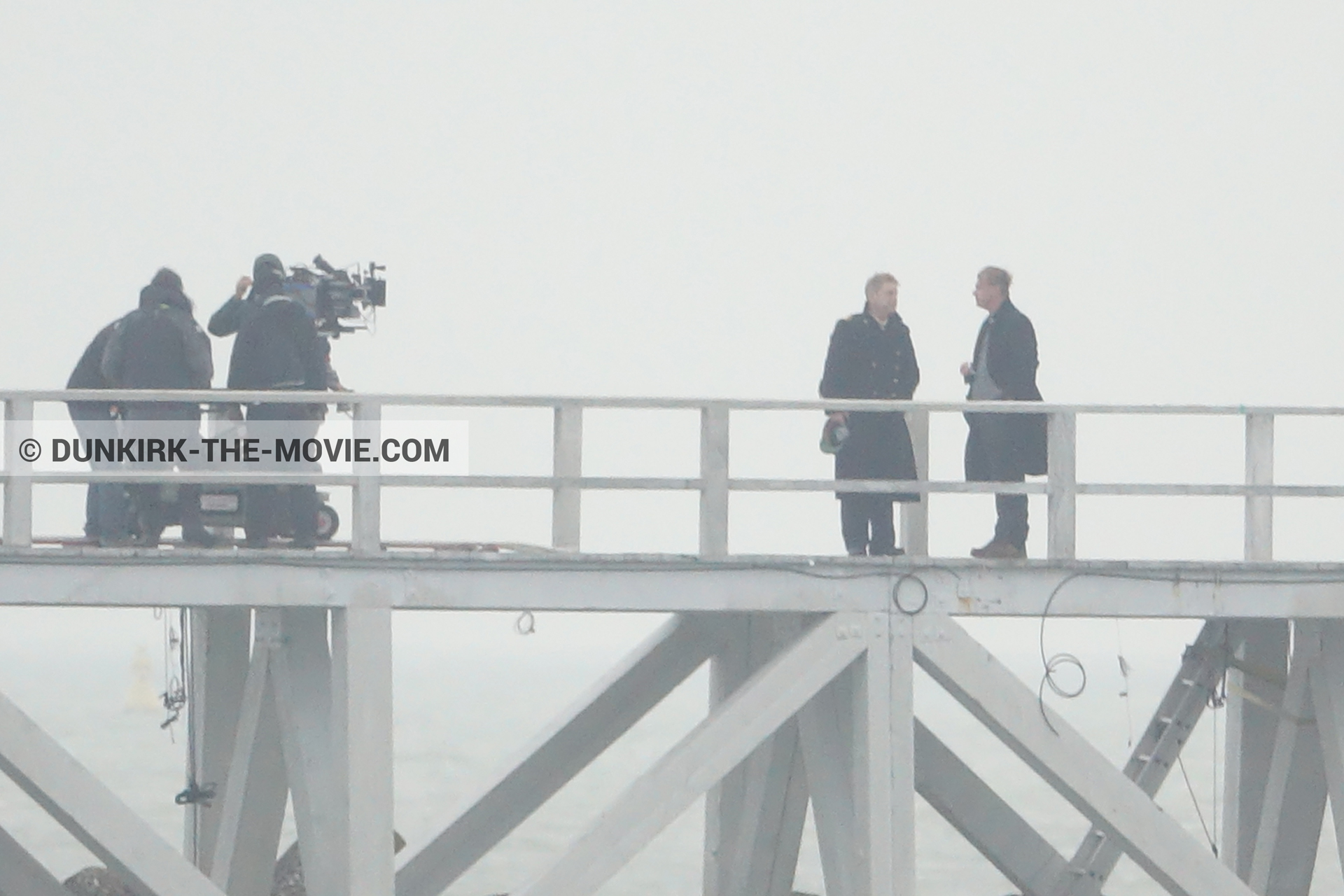 Picture with IMAX camera, EST pier, Kenneth Branagh, Christopher Nolan, technical team,  from behind the scene of the Dunkirk movie by Nolan