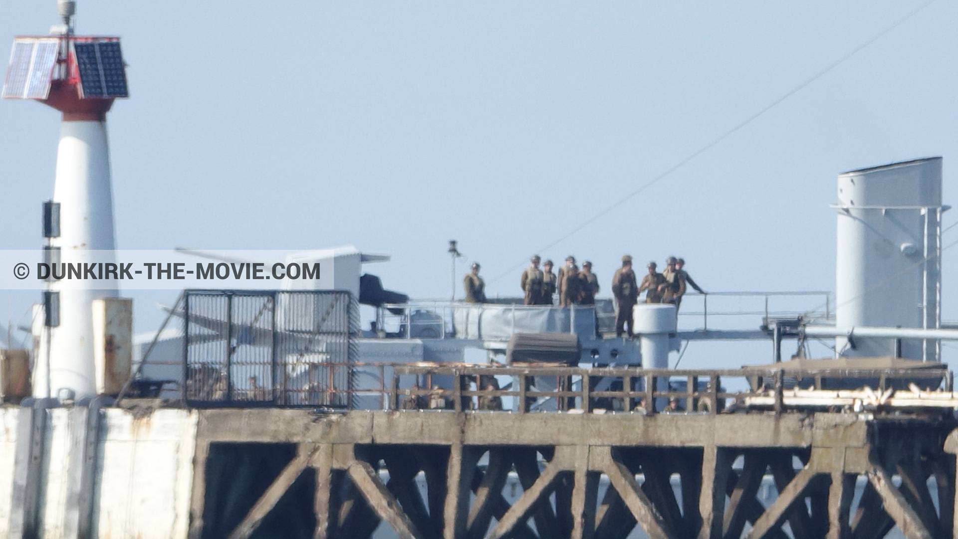 Picture with blue sky, supernumeraries,  from behind the scene of the Dunkirk movie by Nolan