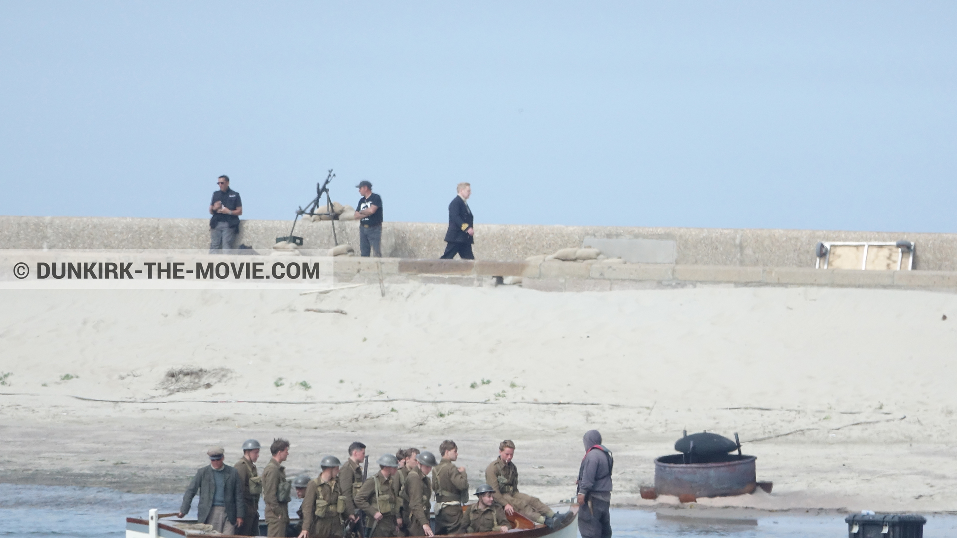 Photo avec figurants, jetée EST, Kenneth Branagh, équipe technique,  des dessous du Film Dunkerque de Nolan