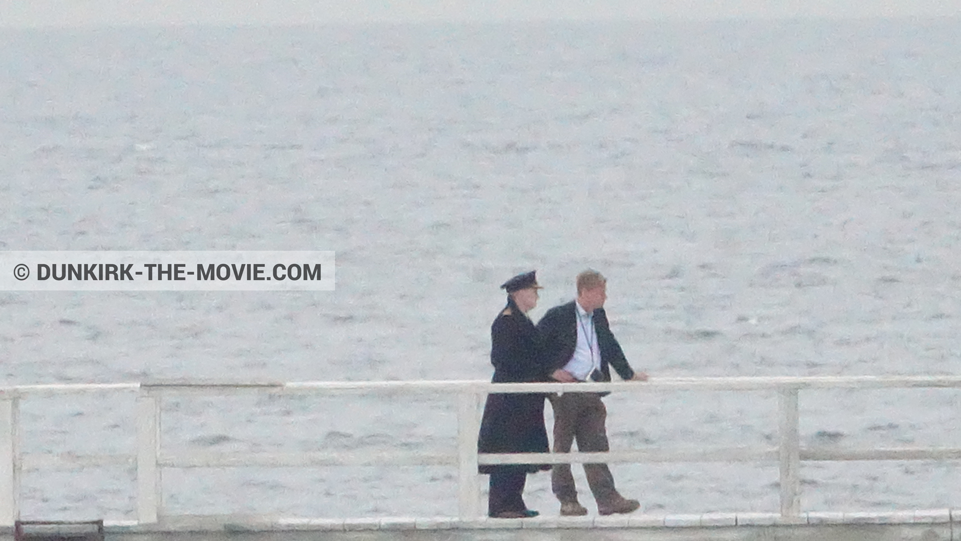 Fotos con muelle del ESTE, Kenneth Branagh, Christopher Nolan,  durante el rodaje de la película Dunkerque de Nolan