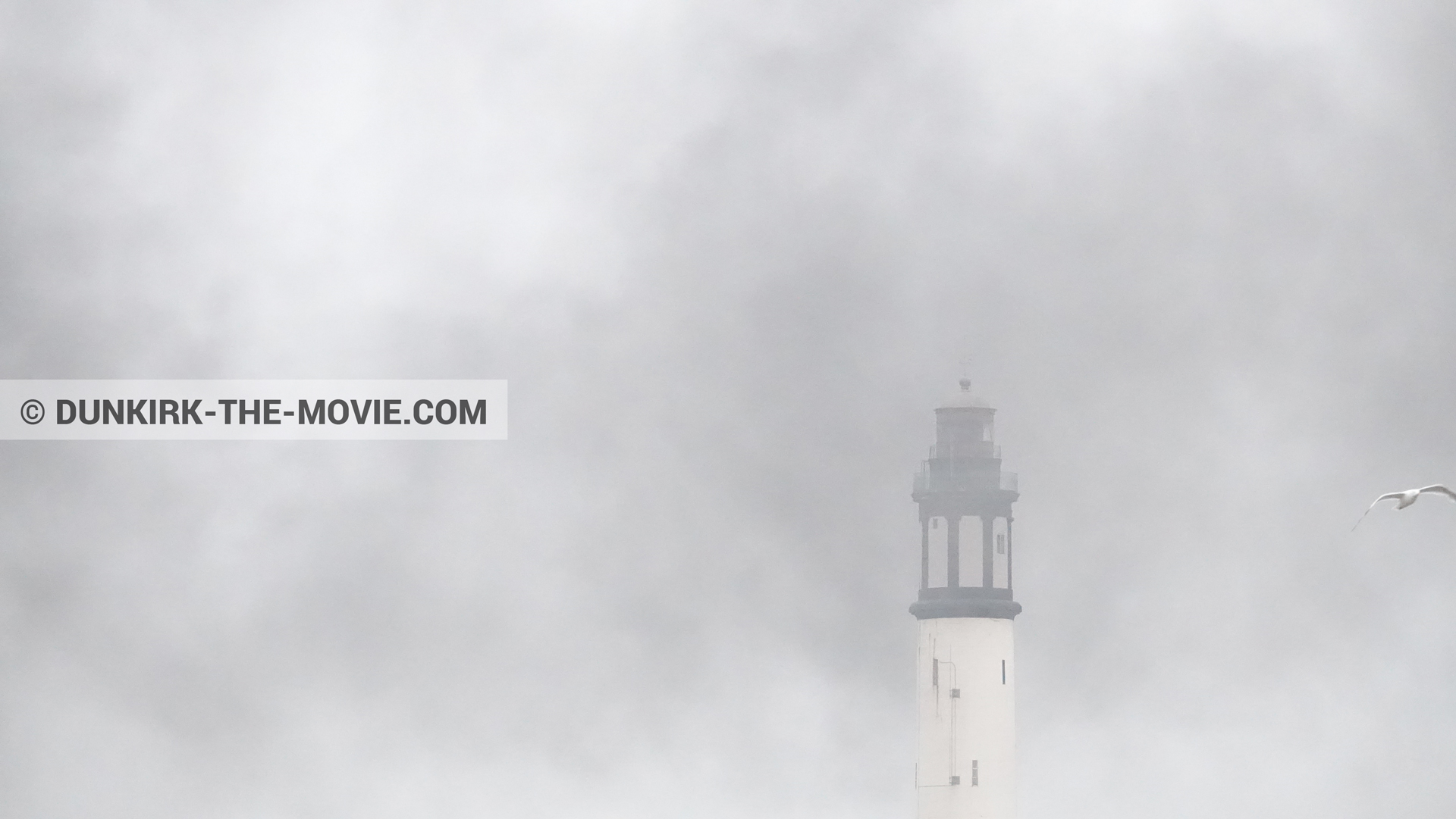 Picture with black smoke, Dunkirk lighthouse,  from behind the scene of the Dunkirk movie by Nolan