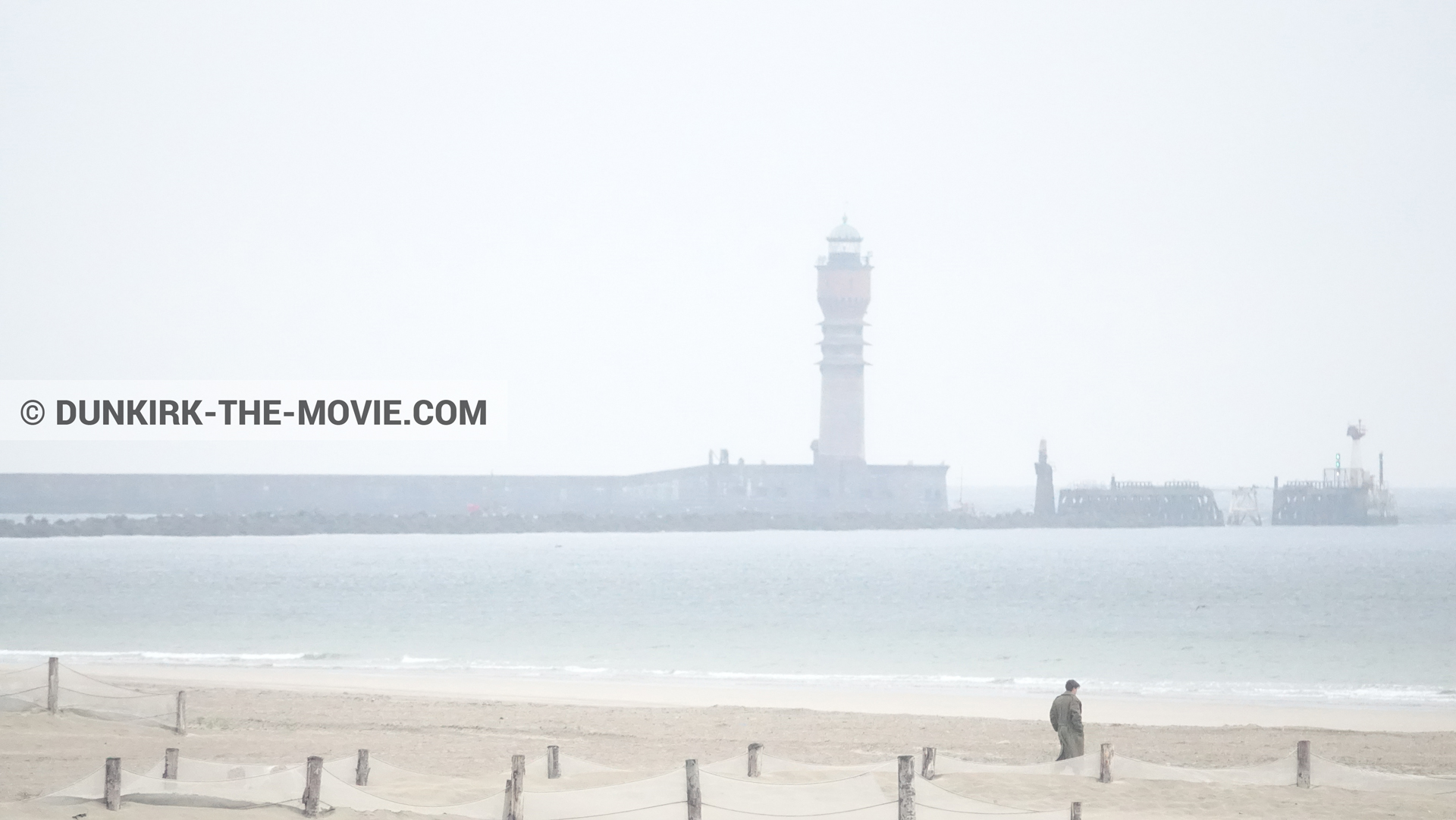 Picture with St Pol sur Mer lighthouse, beach,  from behind the scene of the Dunkirk movie by Nolan