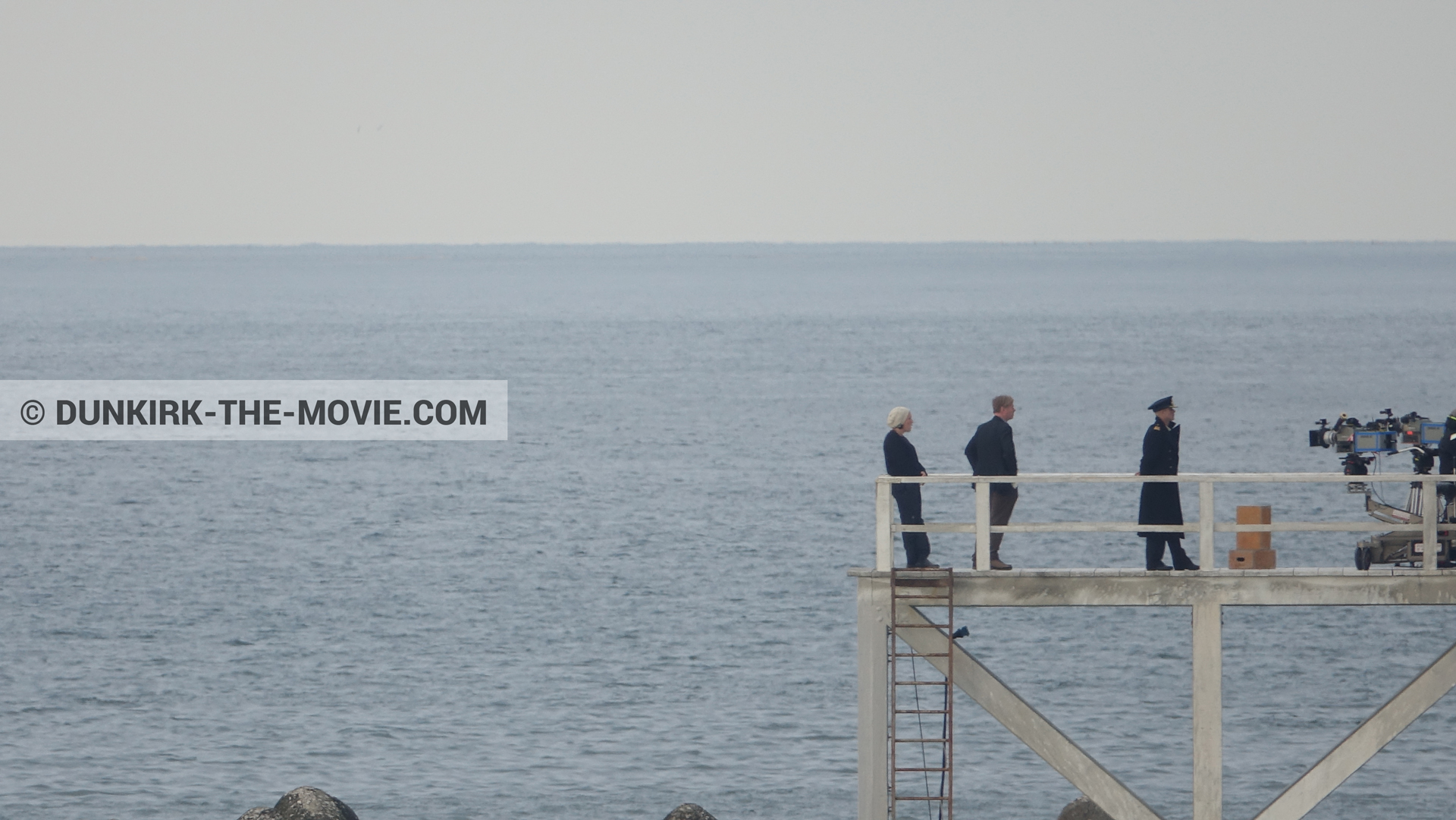 Picture with actor, IMAX camera, EST pier, Christopher Nolan, Emma Thomas,  from behind the scene of the Dunkirk movie by Nolan